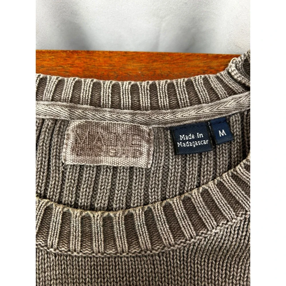 Debenhams Oversized Cotton Knit Sweater Mens M Brwn Ribbed Crewneck Y2K Timeless